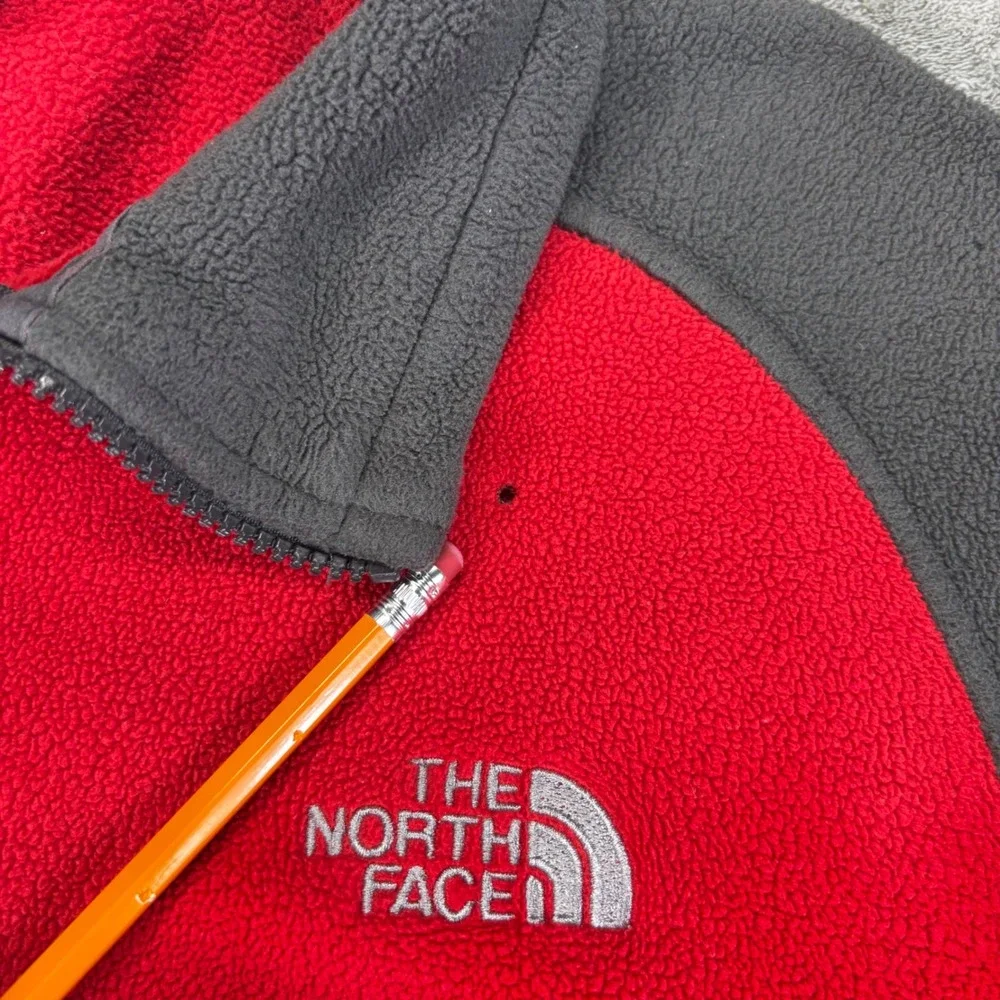 The North Face Fleece‎ Jacket Mens XL Red Grey Full Zip Colorblock Mock Neck